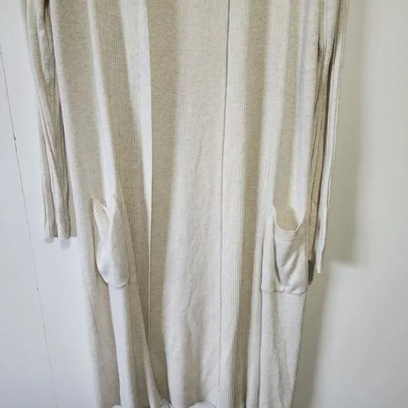 Victoria's Secret Cashmere Blend Ribbed Cardigan Womens Medium Beige Soft Cozy - Picture 3 of 9